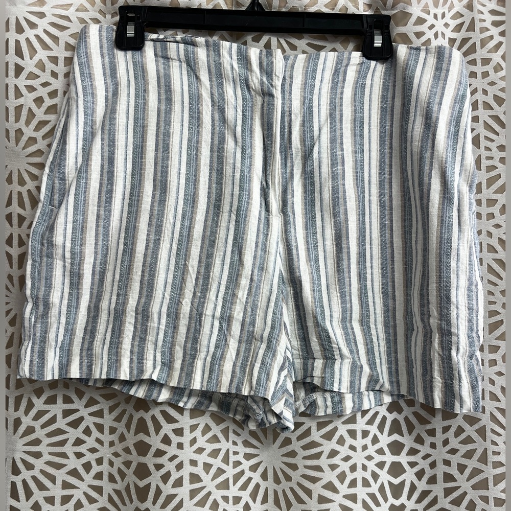Rachel Zoe Blue and White Striped Women's Linen Shorts